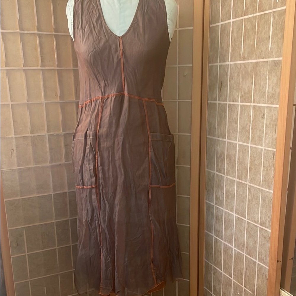 Elegant Brown Sleeveless Dress